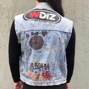 Vintage OOAK Jean Denim Vest Sz 36 Unisex